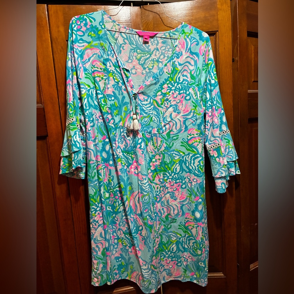 Lilly Pulitzer Aqua, Pink & Green Printed Tunic Dress